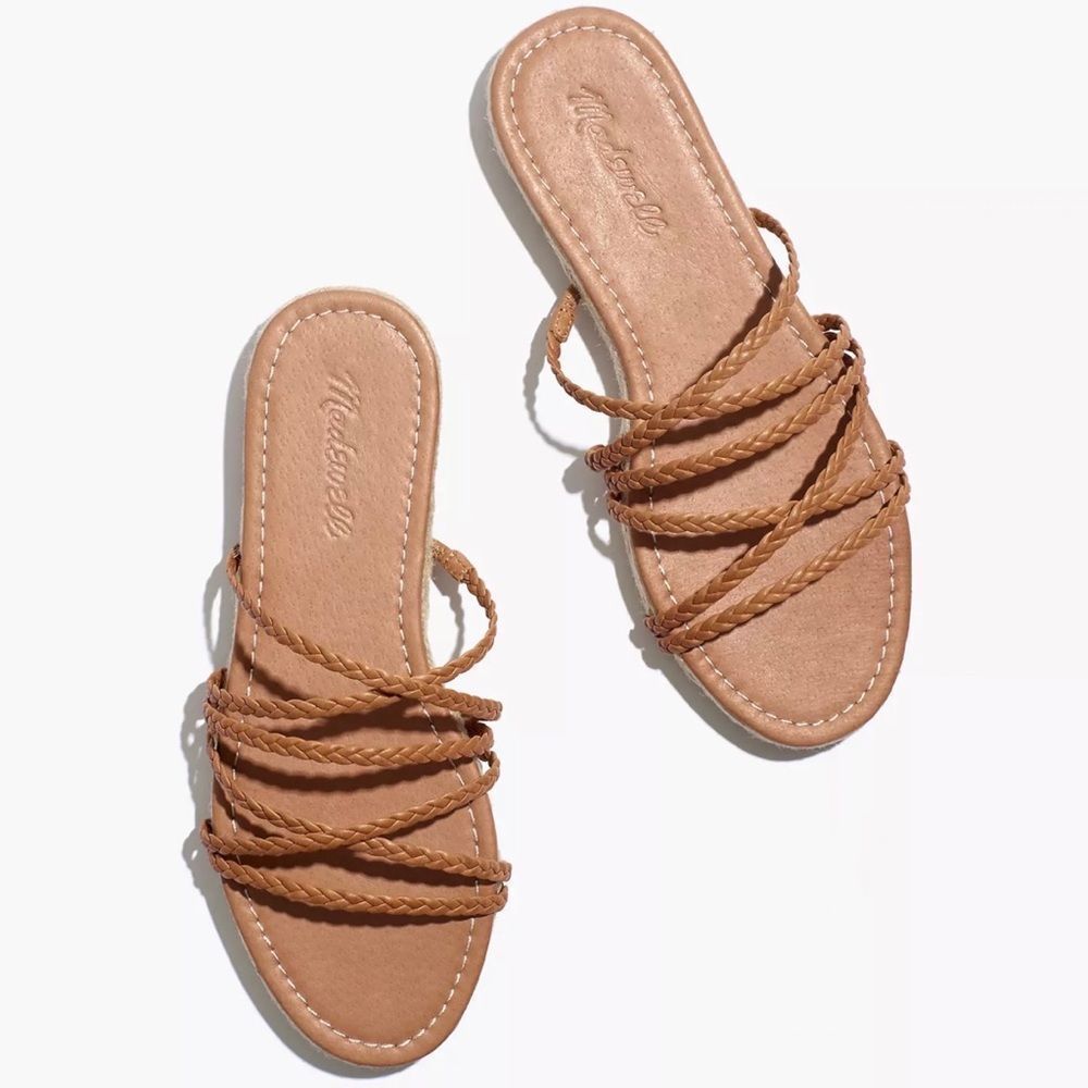 Madewell The Kathryn Espadrille Slide Sandal in Leather